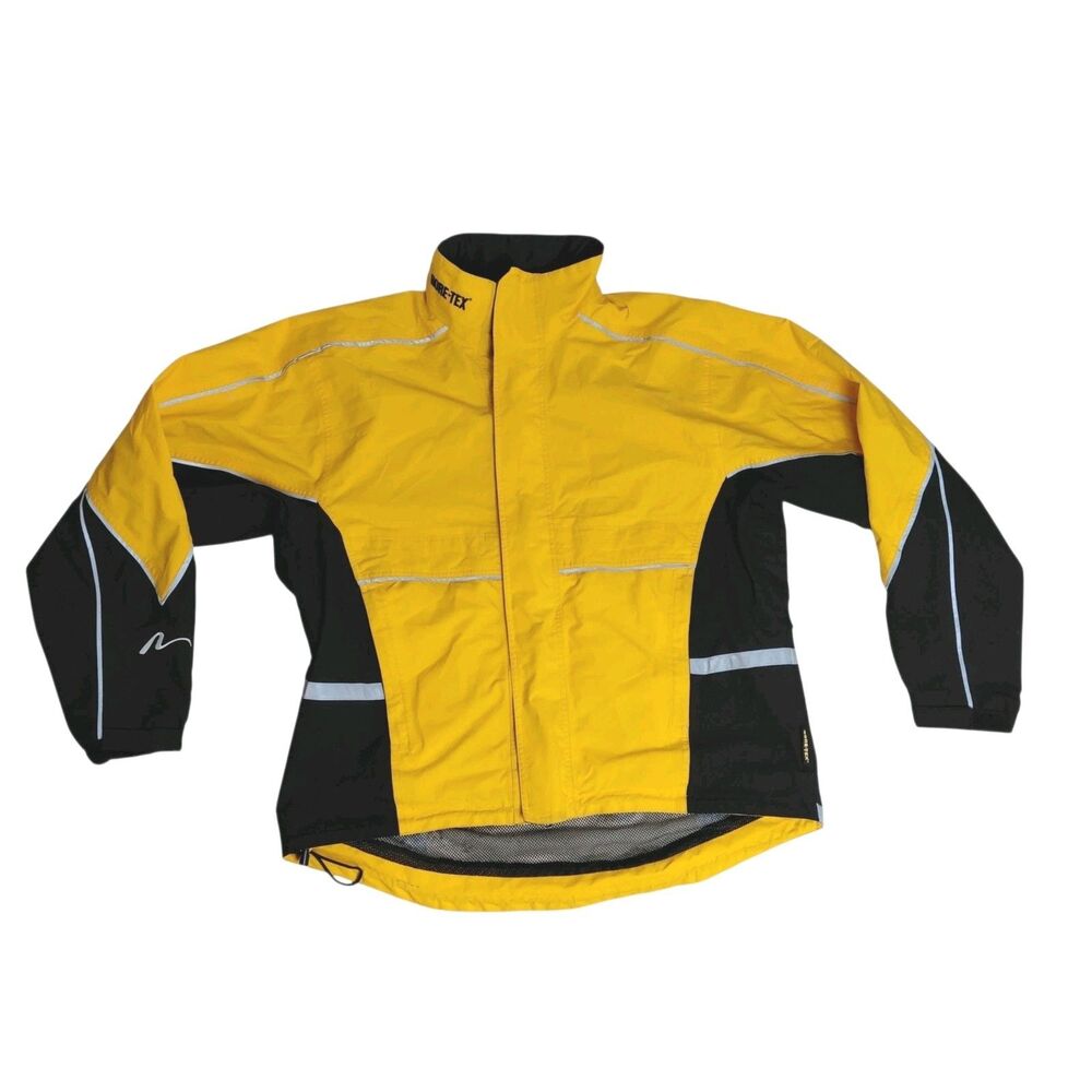 Frank Shorter Gore-Tex Running Jacket Large Vtg Yellow USA Waterproof Read